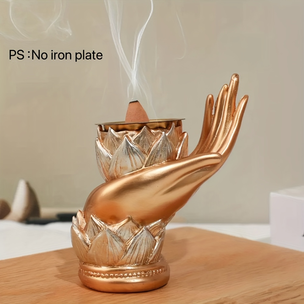 Image of 1pc Golden Lotus Interior Home Decoration Living Room Bedroom Porch Desktop Sandalwood Zen Resin Crafts Decoration