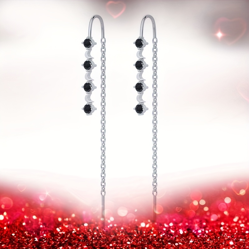E-shop 2 Stück Quasten-Ohrringe, Damen Mode Ohrringe mit schwarzem Zirkonia, coole Design, geeignet für Party & , hypoallergen, ideales Geschenk für