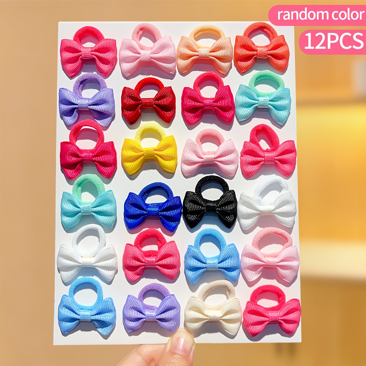 TEMU 12pcs Accessoires Cheveux Chouchous Couleurs Aléatoires Nœud - Élastique Cheveux Bandeau - Corde à Cheveux Élastique Colorée et Belle, Crée une