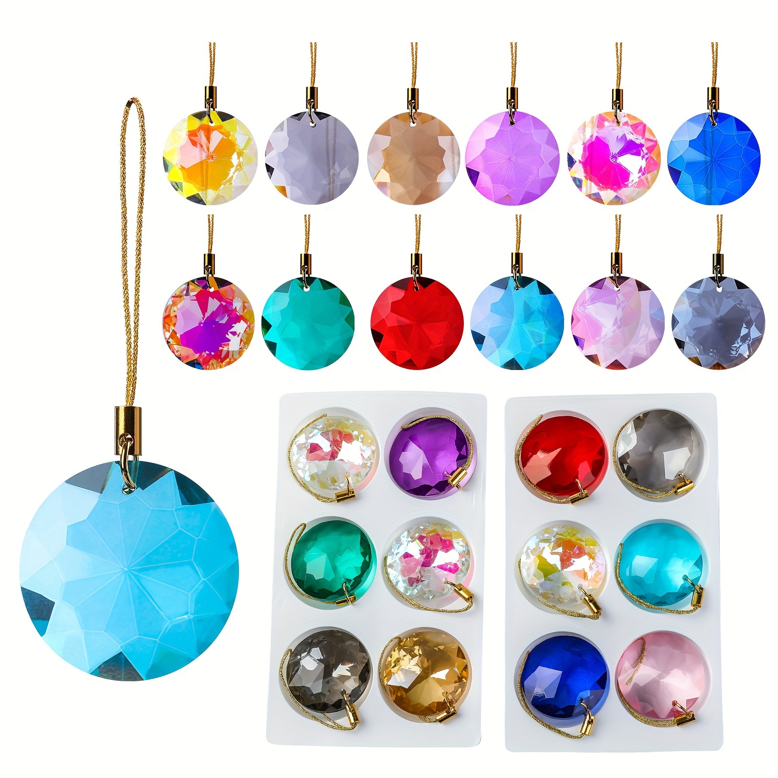 

12pcs Set Of 1.18in Suncatchers - Hanging Ornaments For & Decor, Pendants, Diy Decorations, For / Use