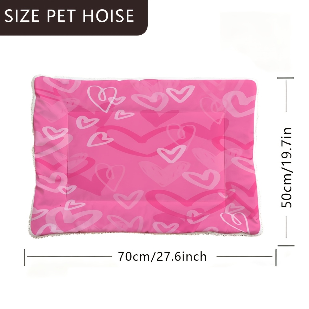 TEMU 1pc Dog Bed Mat, Pet Bed With Abstract Heart Pattern, Washable Crate Mat For Large, Medium, And Small Dogs, Reversible Crate Pad, Cat Bed Mat,