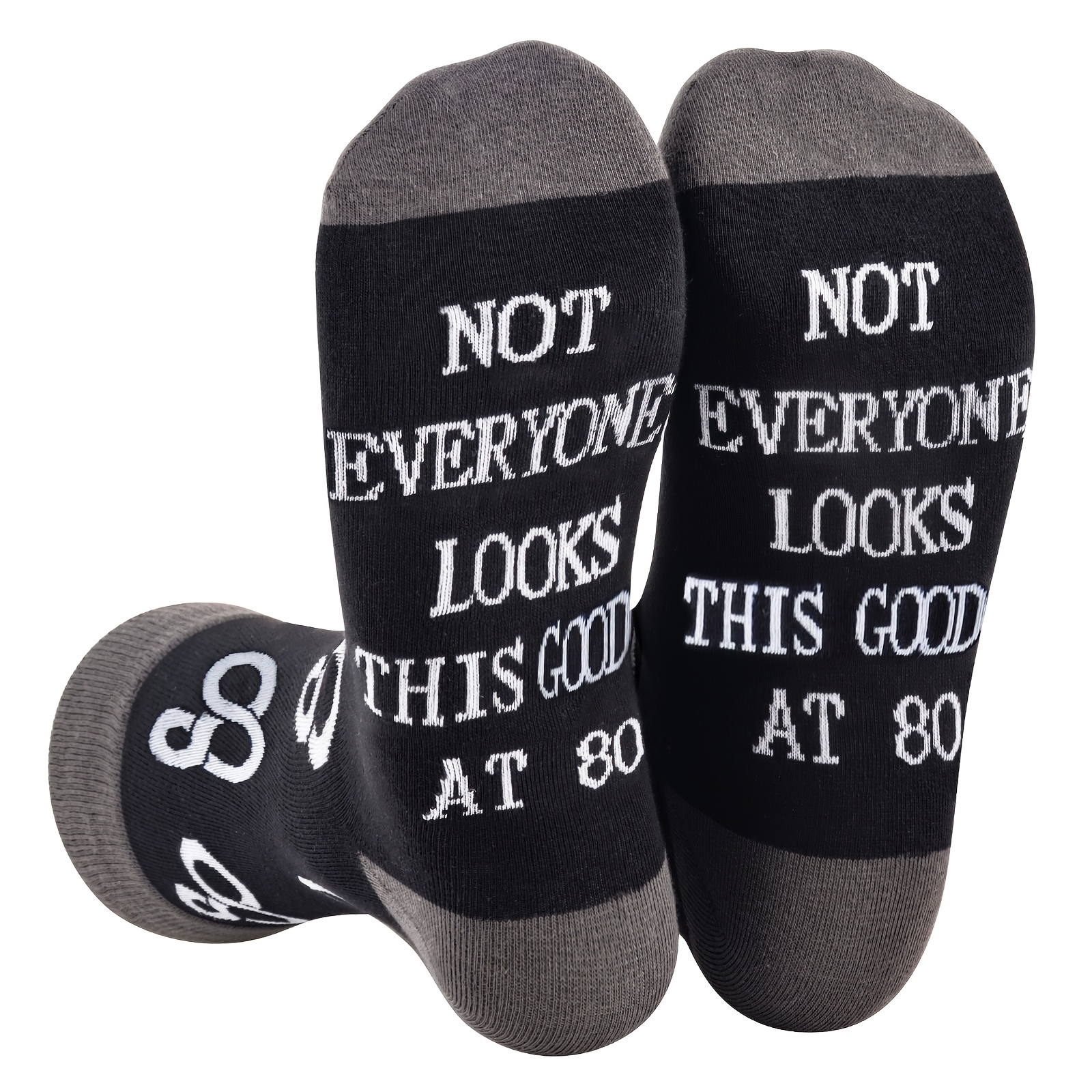 TEMU A Pair Of Unique Socks For An 80-year- Birthday Gift, Father's Day. Comfortable And Breathable Socks Are A Fun Present For His 80th Birthday,