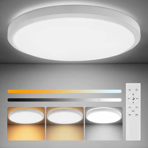 1pc Modern Round Ceiling Light with Remote Control - Dimmable LED Panel Light, 3 Color Temperatures (3000K/4500K/6500K), Energy- , Smart Lighting for Living Room, Bedroom, Kitchen, Bathroom - Compatible with dimmer switches - Sleek White & - with Included Remote - Ideal for Decor - 36W LED Ceiling Fixture with , Ceiling Light For Living Room, Bedroom Ceiling Light, Ceiling Light Fixtures,