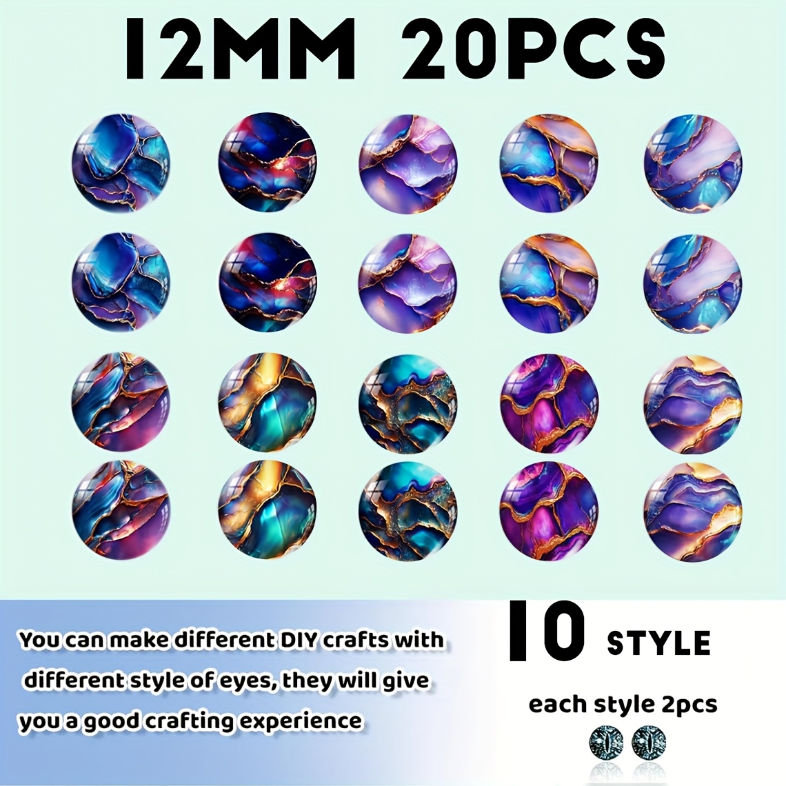 TEMU Colorful Marbled Glass Cabochons - Round Flat Back Domes For And Craft Projects