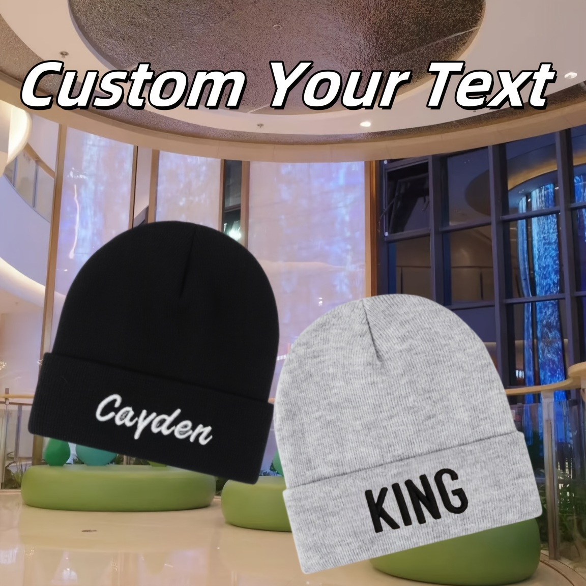 

1pc Customizable Embroidered Text Acrylic Beanie Hat, Unisex Knit Cap With Breathable Design, Personalized Lettering Beanies For Men And Women