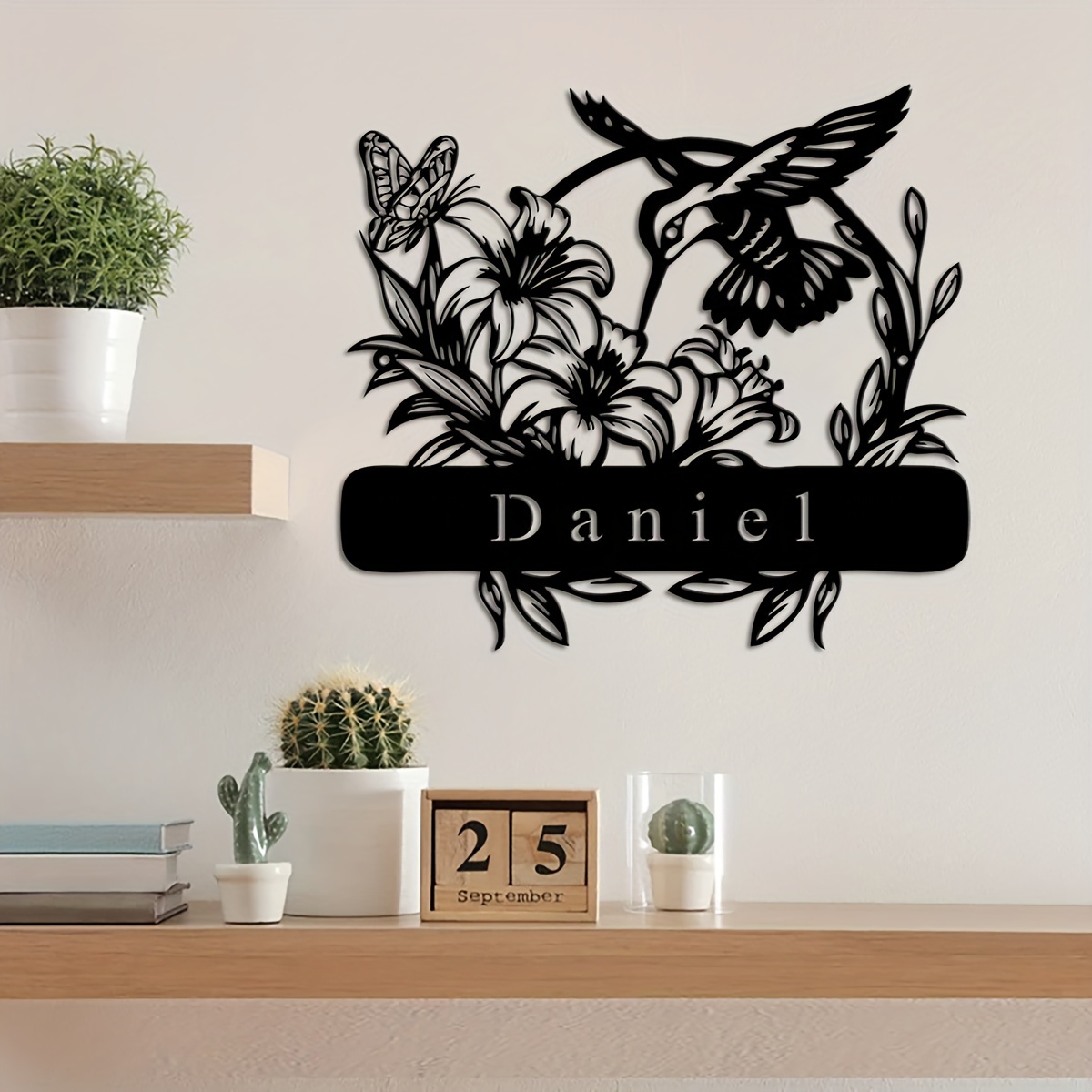 

Custom Hummingbird & Flowers Metal Wall Art - Personalized Outdoor Garden Decor, Durable Floral Bird Design For , Unique Gift Idea