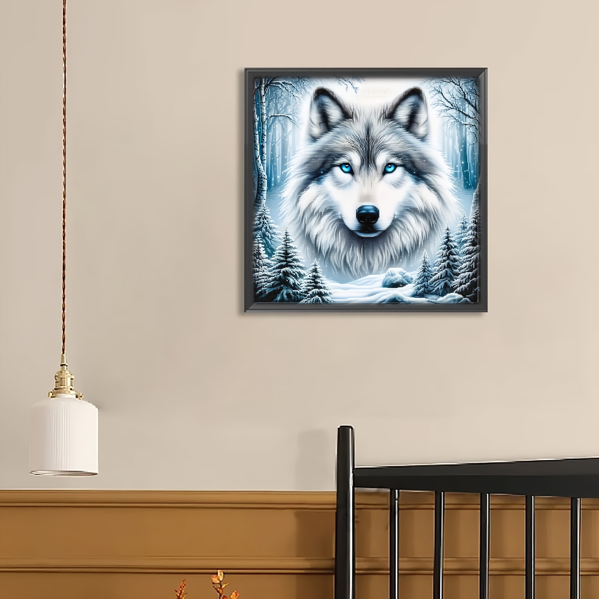TEMU 1 Set - Creative Wolf Pattern Cross Stitch Kit, Diy Art Needlework, 11ct Embroidery Fabric Painting Craft, Handmade Cross Stitch Print Material