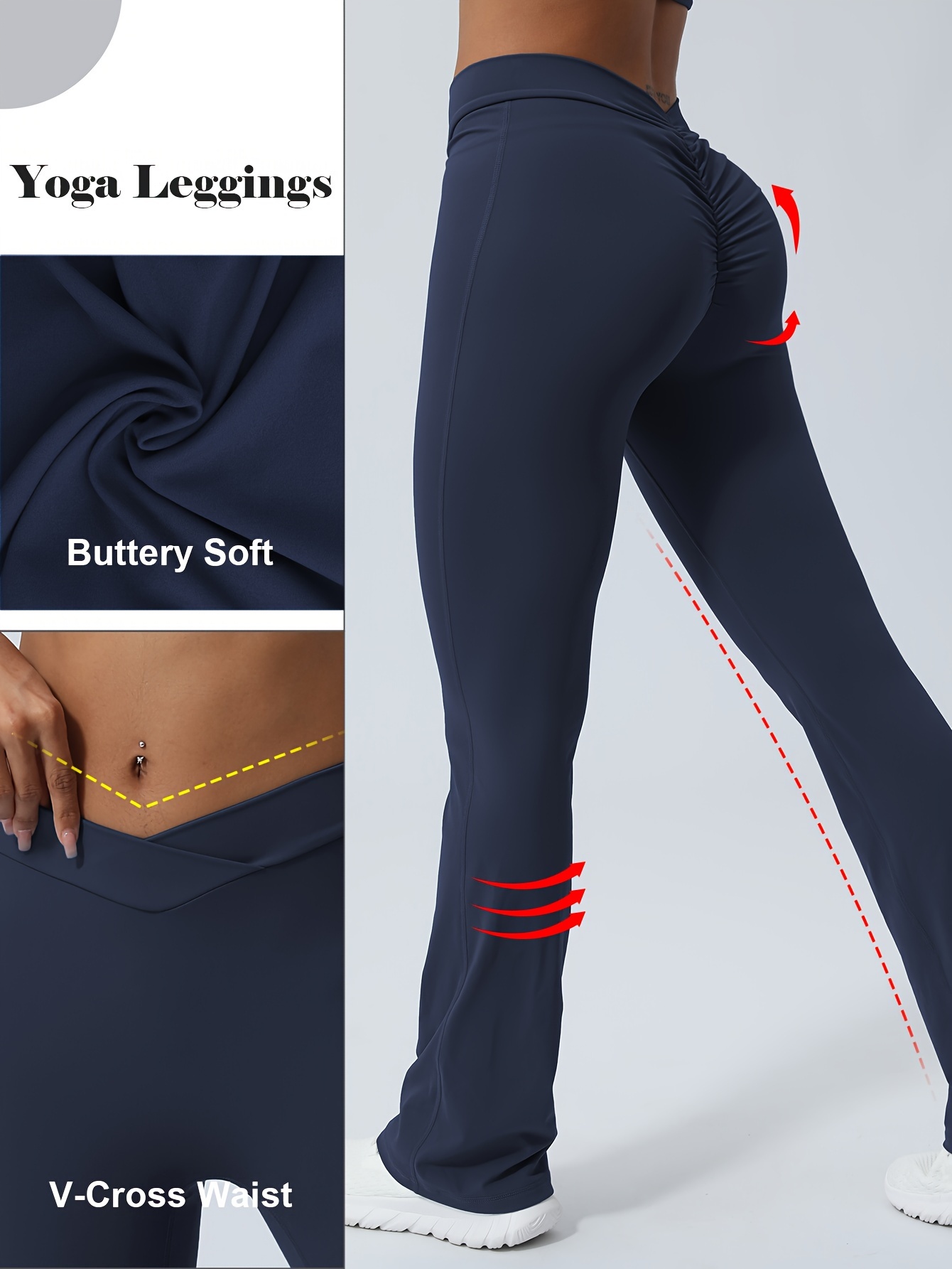 Solid Color V shaped Butt Lifting Yoga Flared Pants Stretchy - Temu