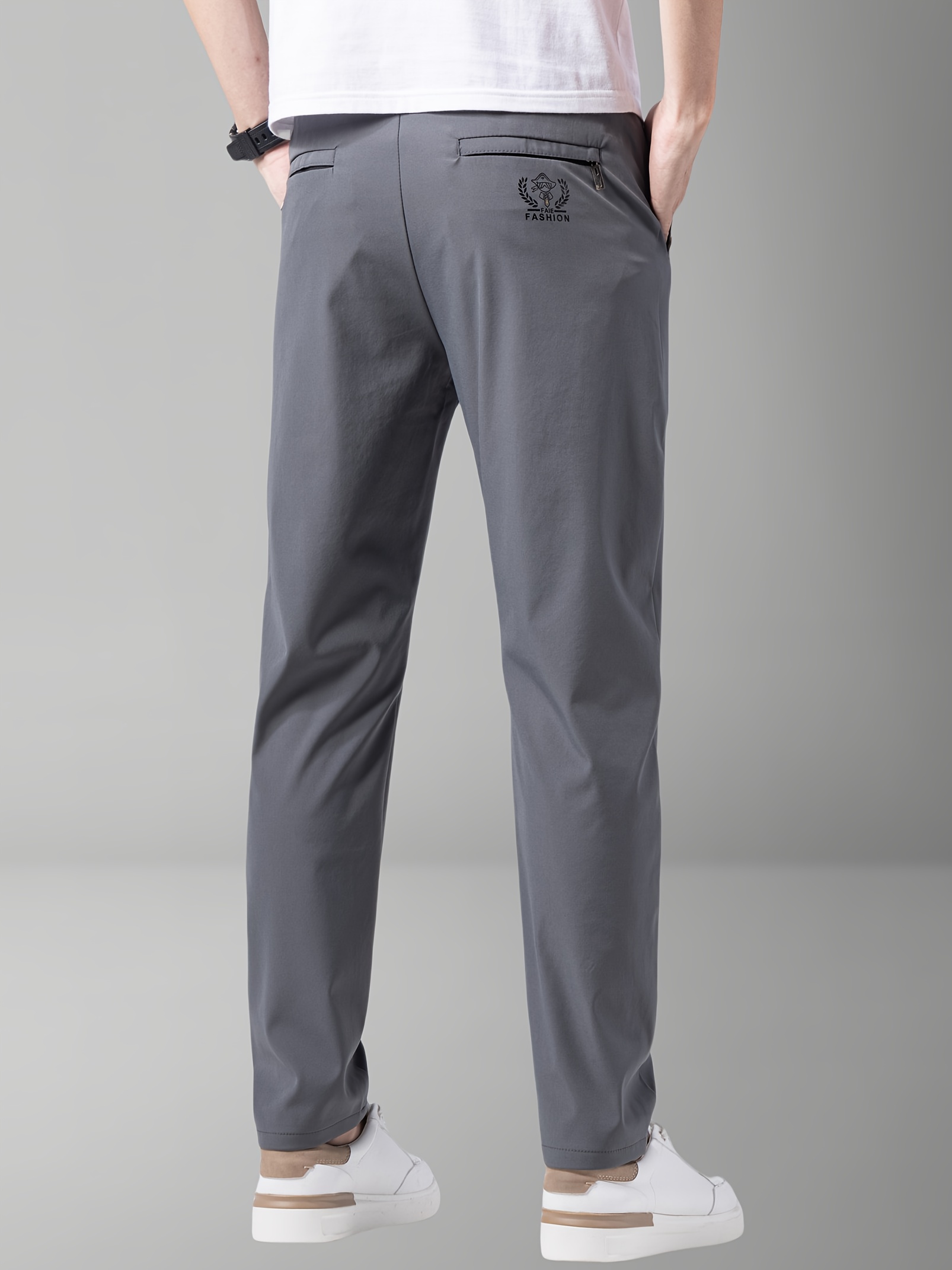mens summer sports pants gray drawstring waist zippered pockets casual outdoor athletic wear for tennis golf casual athletic wear casual sportswear polyamide fabric details 12