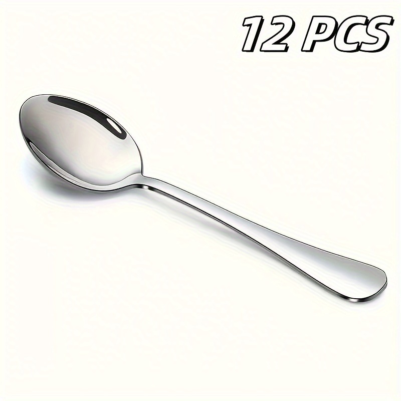 TEMU 6/12 Piece Set Of Stainless Steel Tea Spoon, Dessert Spoon, Coffee Spoon, Stirring Spoon. Dishwasher Safe, Restaurant Accessories.