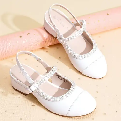 cute dress shoes for tweens Gubotare Cute Dress Shoes for Girls Girls Dress Shoes Closed Toe Low Heels Ankle Strap Bow Wedding Party Sandals Princess Flower Shoes (Black,Big Kids