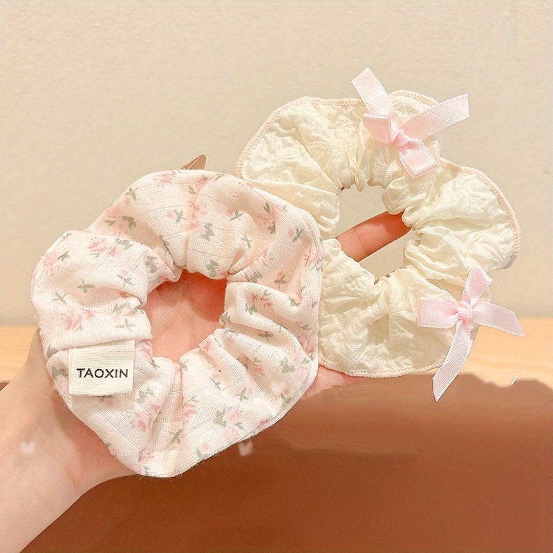 2pcs Adorable Dual-style Hair Ties - Ultra Soft Scrunchies For Women Adults, Gentle Hair Bands For Bun & Ponytail, Additions Set, Holders 2025, Non-slip Hair Loops