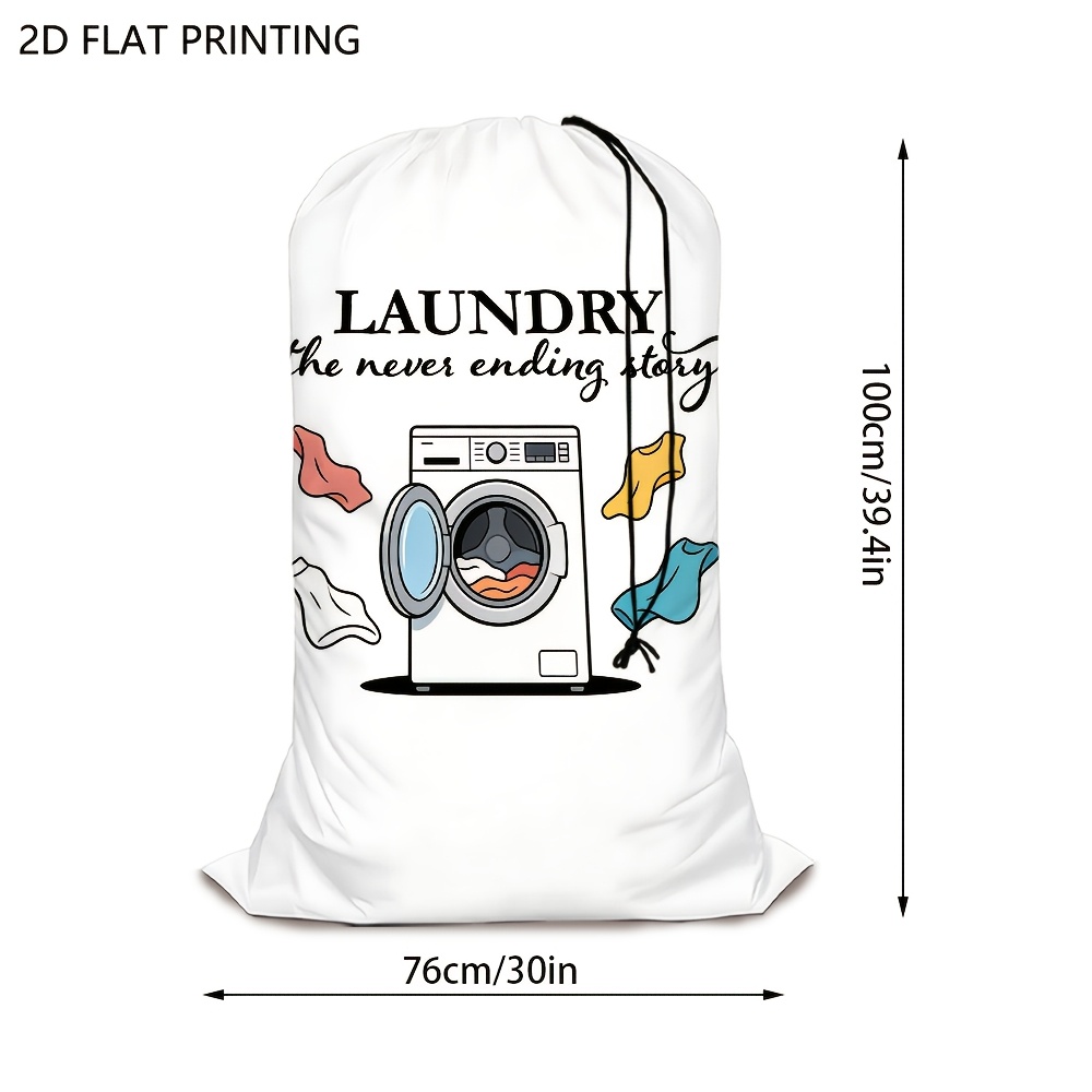 TEMU 1pc Adjustable Large Capacity Laundry Storage Drawstring Bag,laundry Washing Machine Pattern,drawstring Bag Pouch For Gifts,sturdy Drawstring