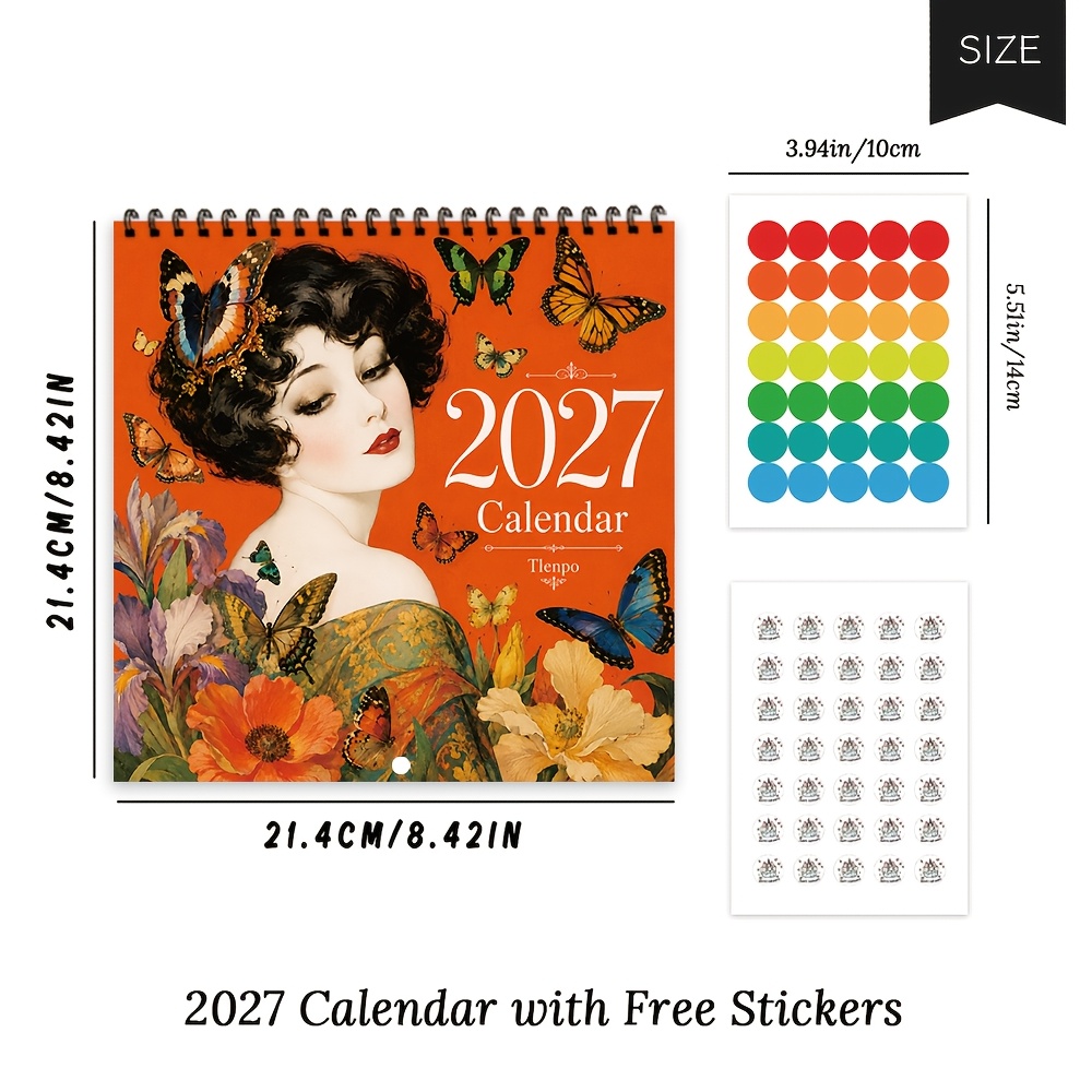 TEMU 1pc Planners. 2027 Diary, An Elegant, Vintage-style Planner. -style Wall Calendar, Desk Accessory For Women, Monthly Planner For Home And