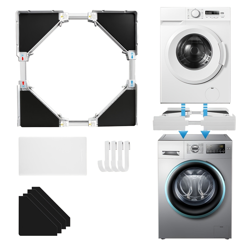 TEMU Support robuste et réglable pour machine à laver avec pieds télescopiques - Solide, convient pour réfrigérateur, lave-linge et sèche-linge, base