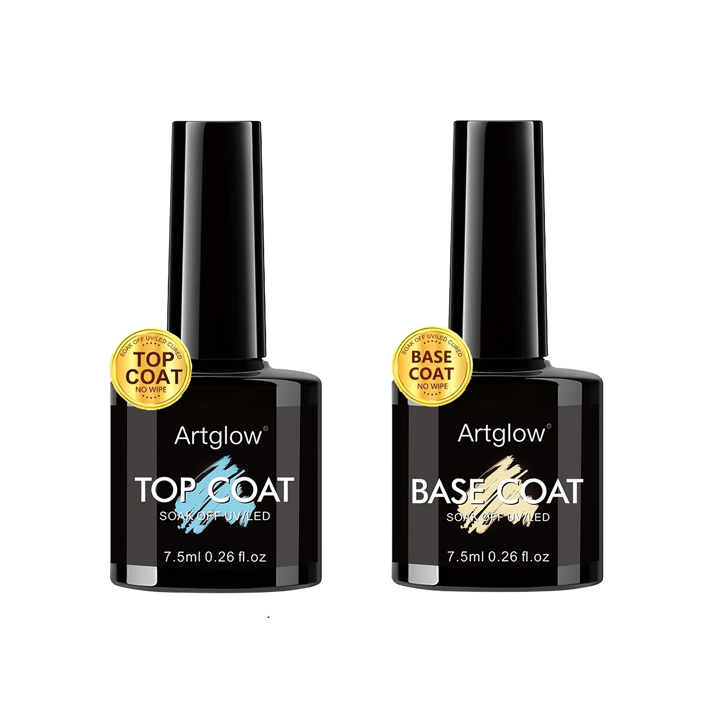 Image of 2pcs Gel Polish Set - 0.61oz Base & With Led Lamp, Alcohol-free, Long-lasting Shine Finish, Perfect For Nail Art & , Nail |professional Nail Care| Cured Finish