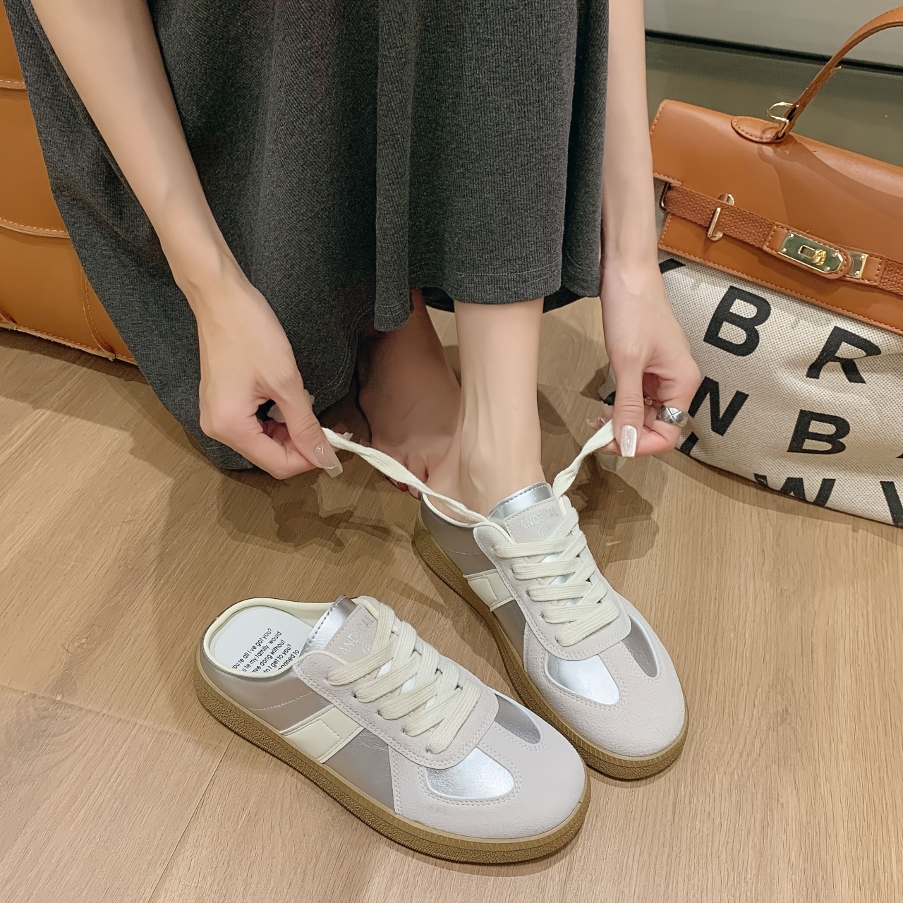 TEMU Women's Half-covered, Dexun Footwear, New Summer Styles, Versatile, Breathable, Lightweight, Soft-sole Footwear, Sleek White Shoes