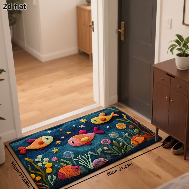 TEMU 2d Flat, 2d Flat Design, 1pc Rectangular Bath Mat Featuring A 2d And , Made From Microfiber. Mat Is Perfect For Decorating Bathrooms, Living