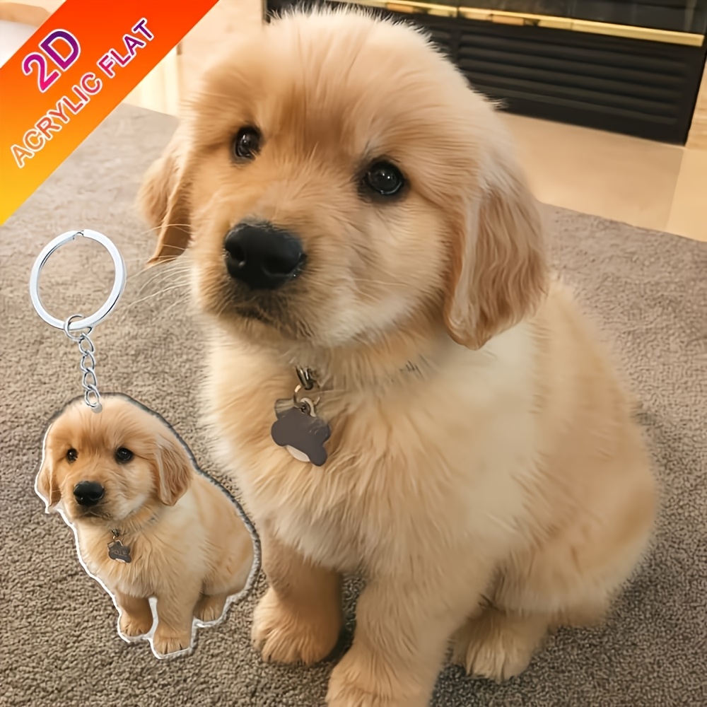 TEMU 2d Flat, 2d 1pc Custom Photo Keychain, Pet Custom Keychain, Acrylic Keyring With Pet Picture, Cute Gift, Animal/doll Design, Car Keychain, Ideal