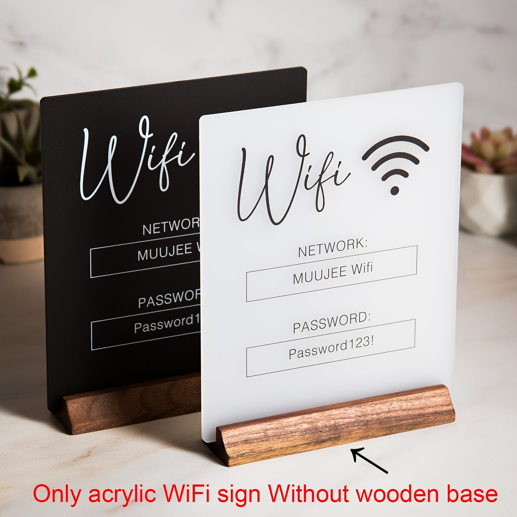 

1pc Acrylic Wifi Sign, 6.3x7.48inch, Contemporary Style, Wall-mounted With Adhesive, Waterproof & Stain-resistant, For Home, Office, Hotel, Restaurant, Public - No Wooden Stand Included