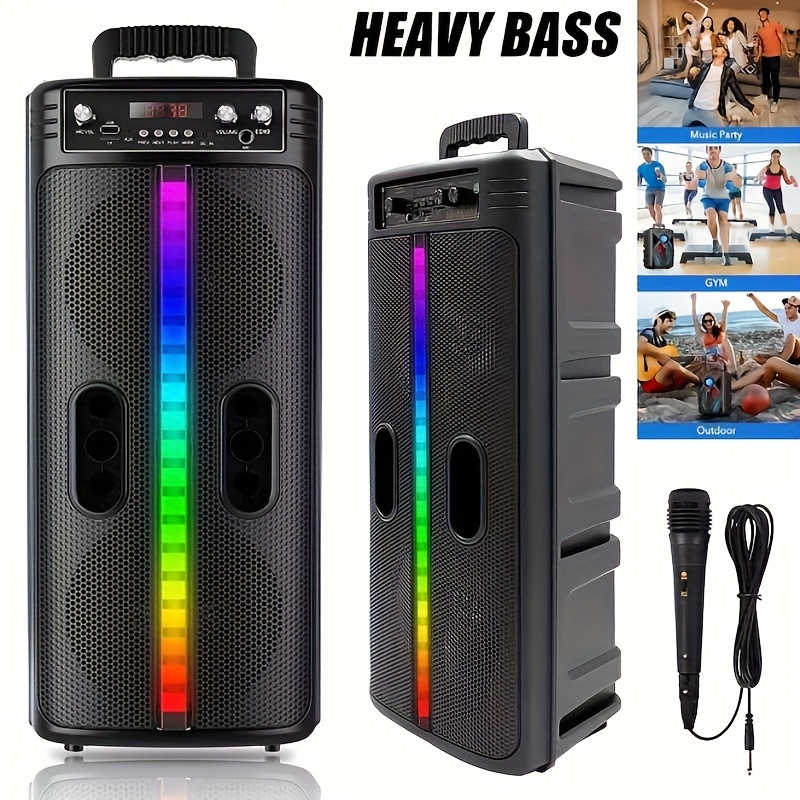 

Outdoor Dual 8.5-inch Speakers, Dual Subwoofers, Karaoke, Portable Speakers, Lighting, Used For Parties And Travel