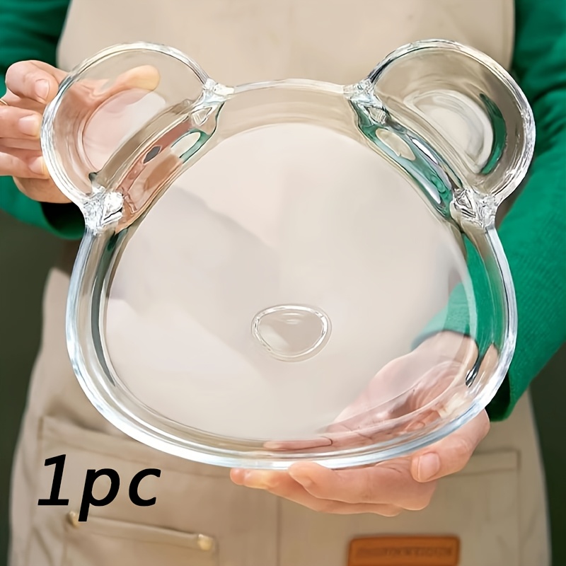 Image of 1pc Glass Divided Plate For Home Use Dessert And Meal Plate Dumpling Plate Dish Multifunctional Dish Plate Shrimp Plate