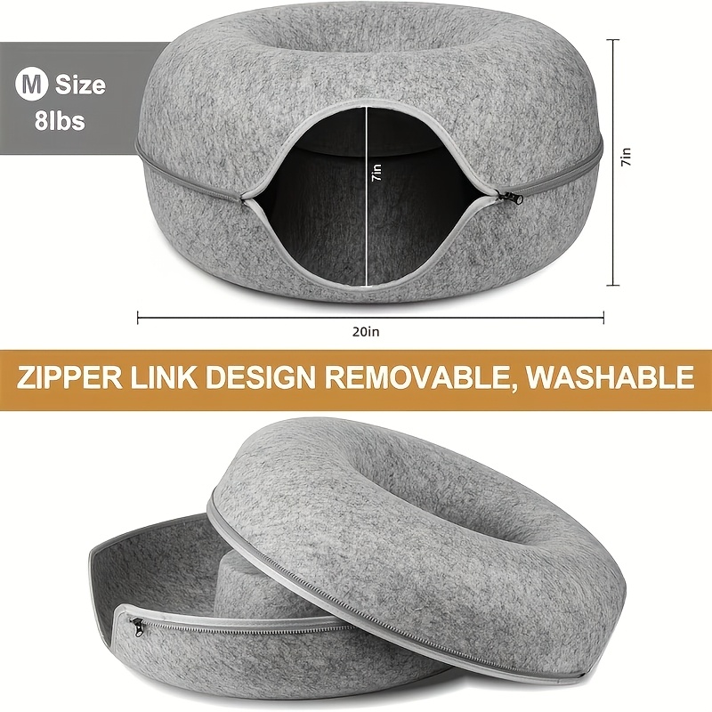 BANBERS Cat Tunnel Bed, Cat Tunnel, Indoor Cat Hiding Place, Donut Cat Bed, All-season Cat Bed And Cat Hole (dark Gray, Light Gray, 20 Inches, 24 Inches)