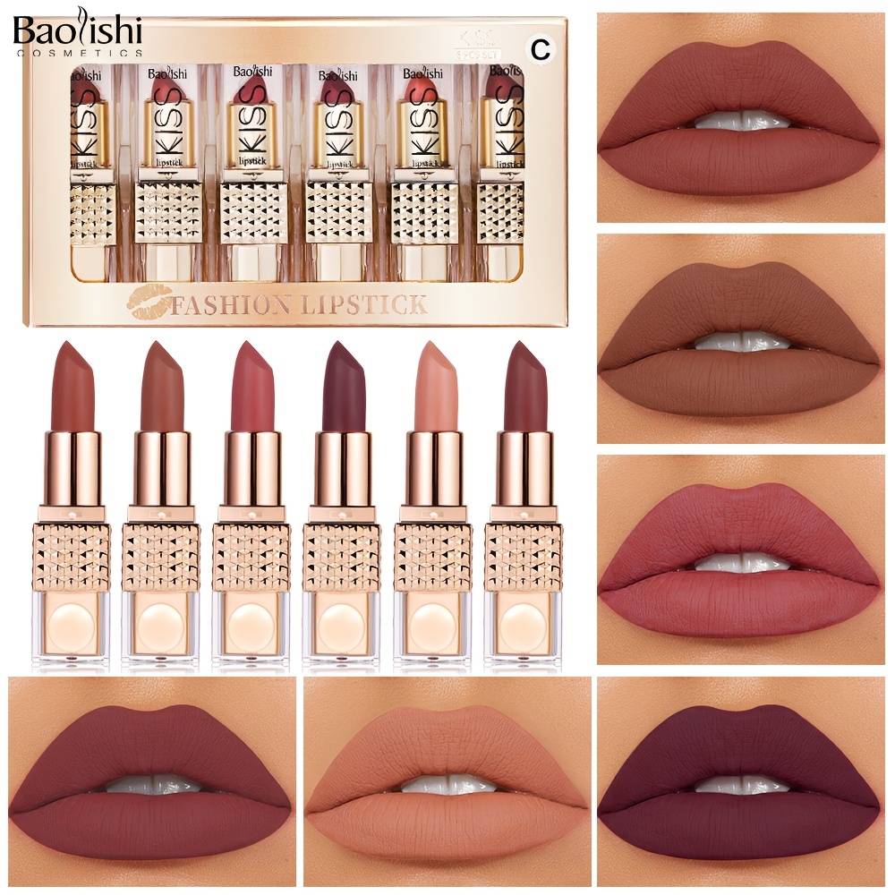 Image of Baolishi 6-color Matte Lipstick Gift Set, Velvet Cup Waterproof Long-lasting Lipstick Kit, Ideal Gifts For Women (0768c)