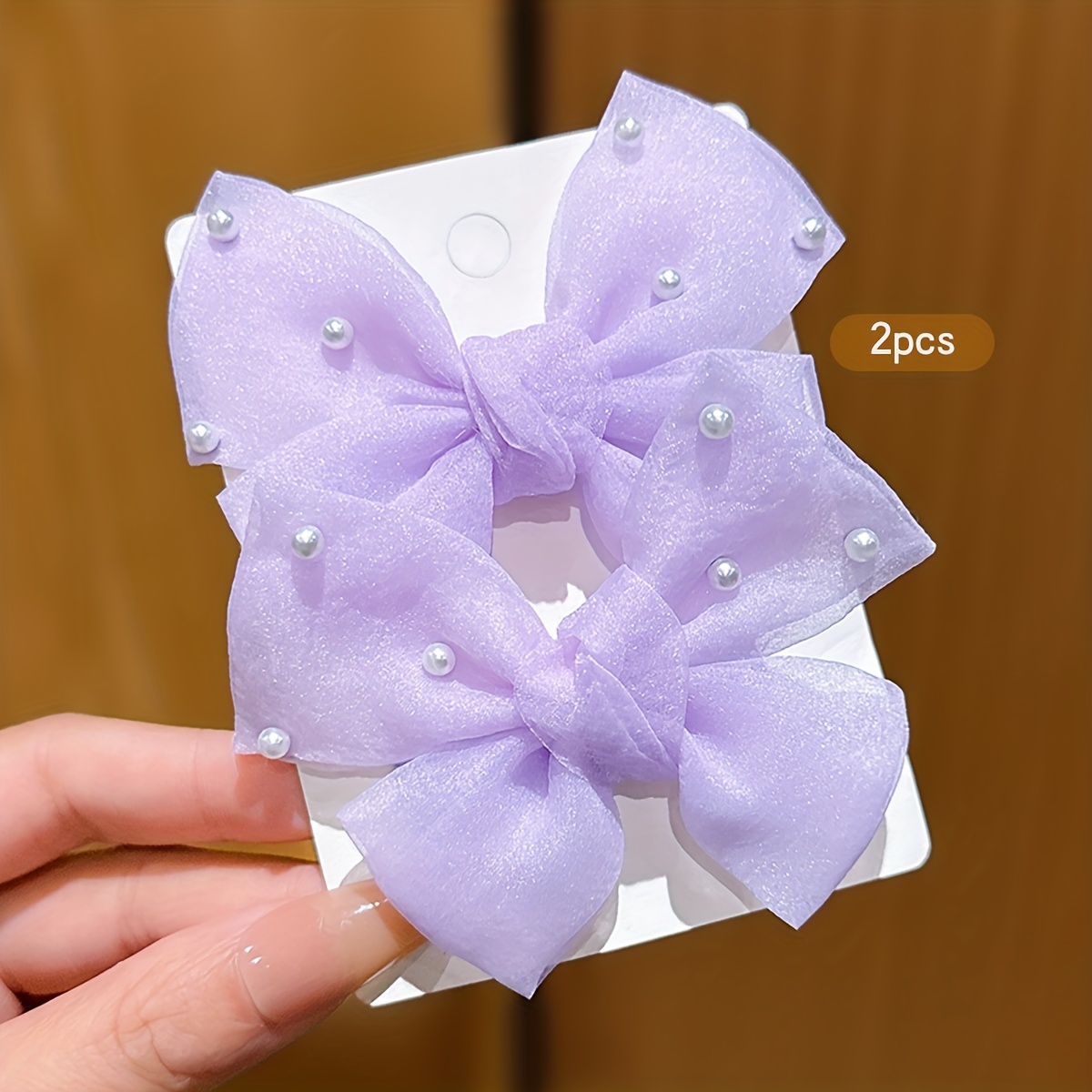 2 Cute Purple Bow Hair Clips Suitable For Everyday Use