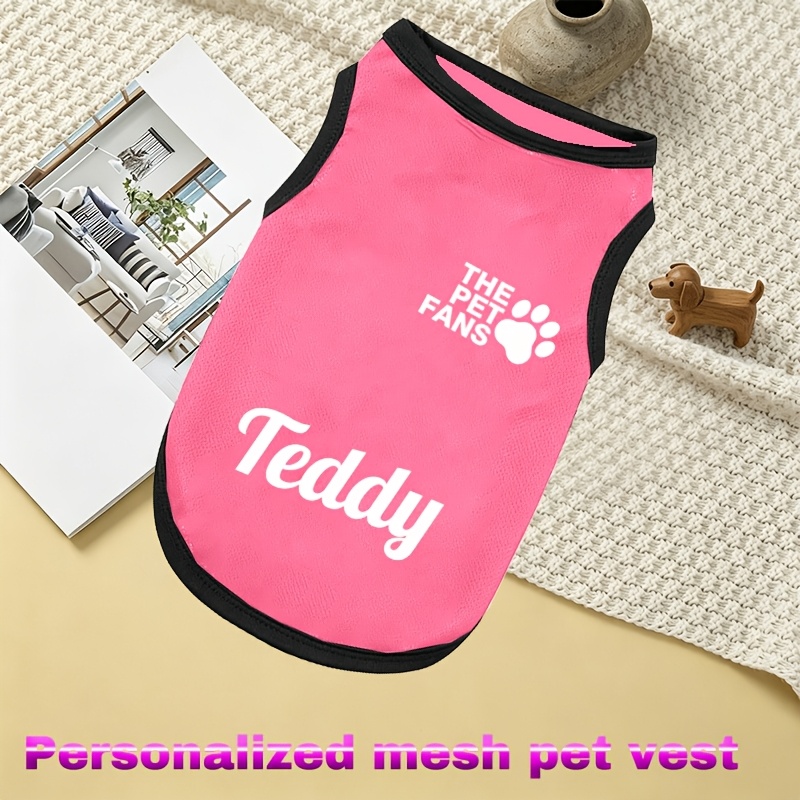 TEMU Custom Name Mesh Dog Vest, Breathable Pet Tank Top, Cooling Summer Pet Clothes For Dogs