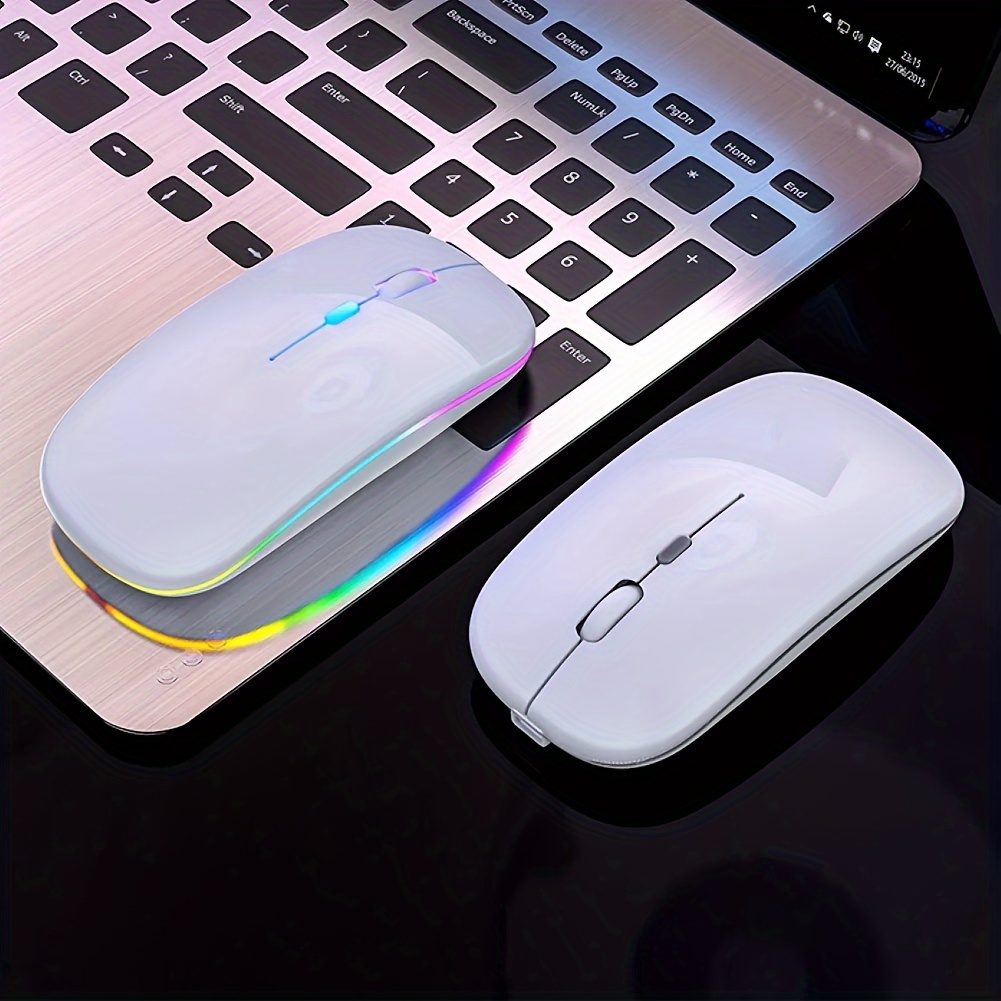 Mouse Inalambrico Ultra Fino Slim Bluetooth Rgb Recargable — Una Ganga