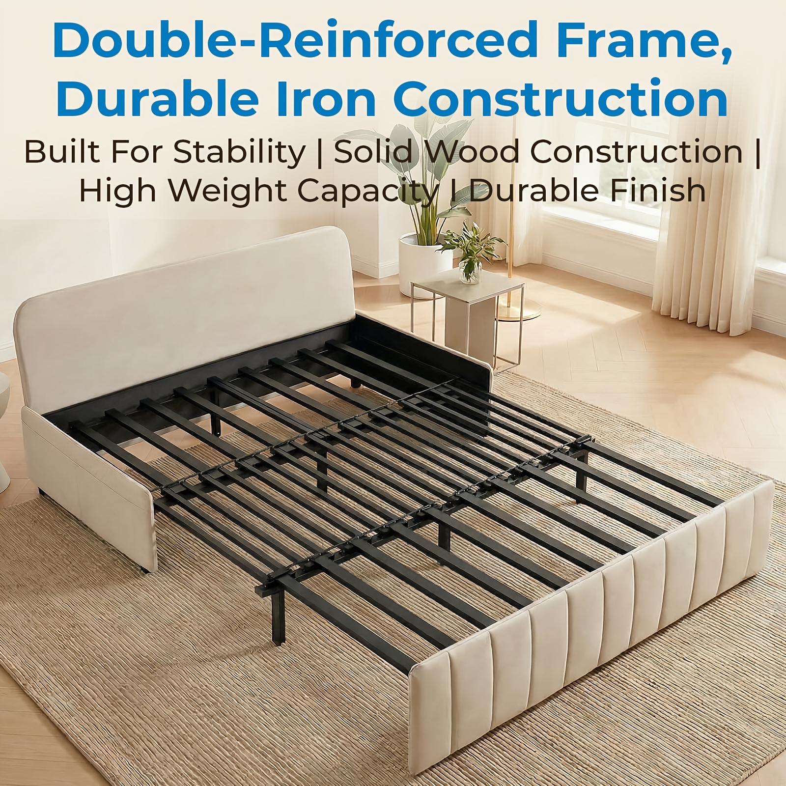 3in 1 Convertible Queen Sofa Bed, Pull Out Sleeper Couch, Armless Loveseat for Small Spaces