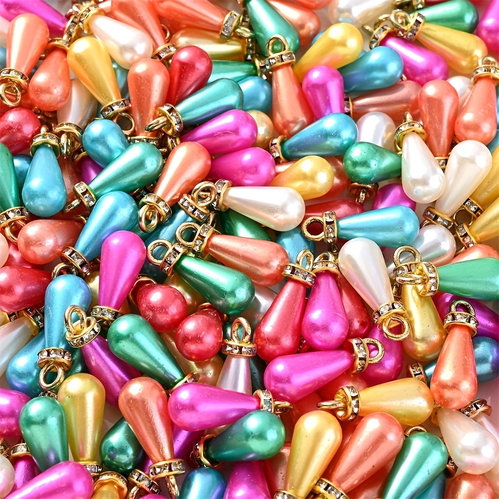 

20pcs Charms, 8x21mm Colorful Pearl Acrylic Beads, Pendants For Making, Necklace, Bracelet, Earring Craft Supplies