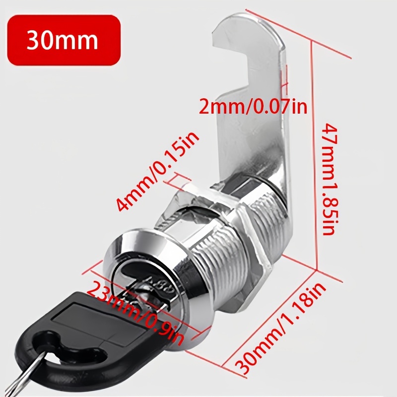 TEMU 1 Set/6pcs, Mailbox Tongue Lock, 25/30mm Cabinet Door Lock File Cabinet Lock Drawer Lock, Cylinder Cam Lock With Key, Suitable For Office Door