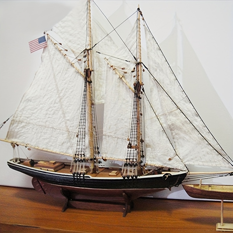 Image of 1:87 Smooth Sailing Sailboat Model Ornament, Handcrafted Wooden Artwork, Living Cabinet Decoration, Housewarming Gift