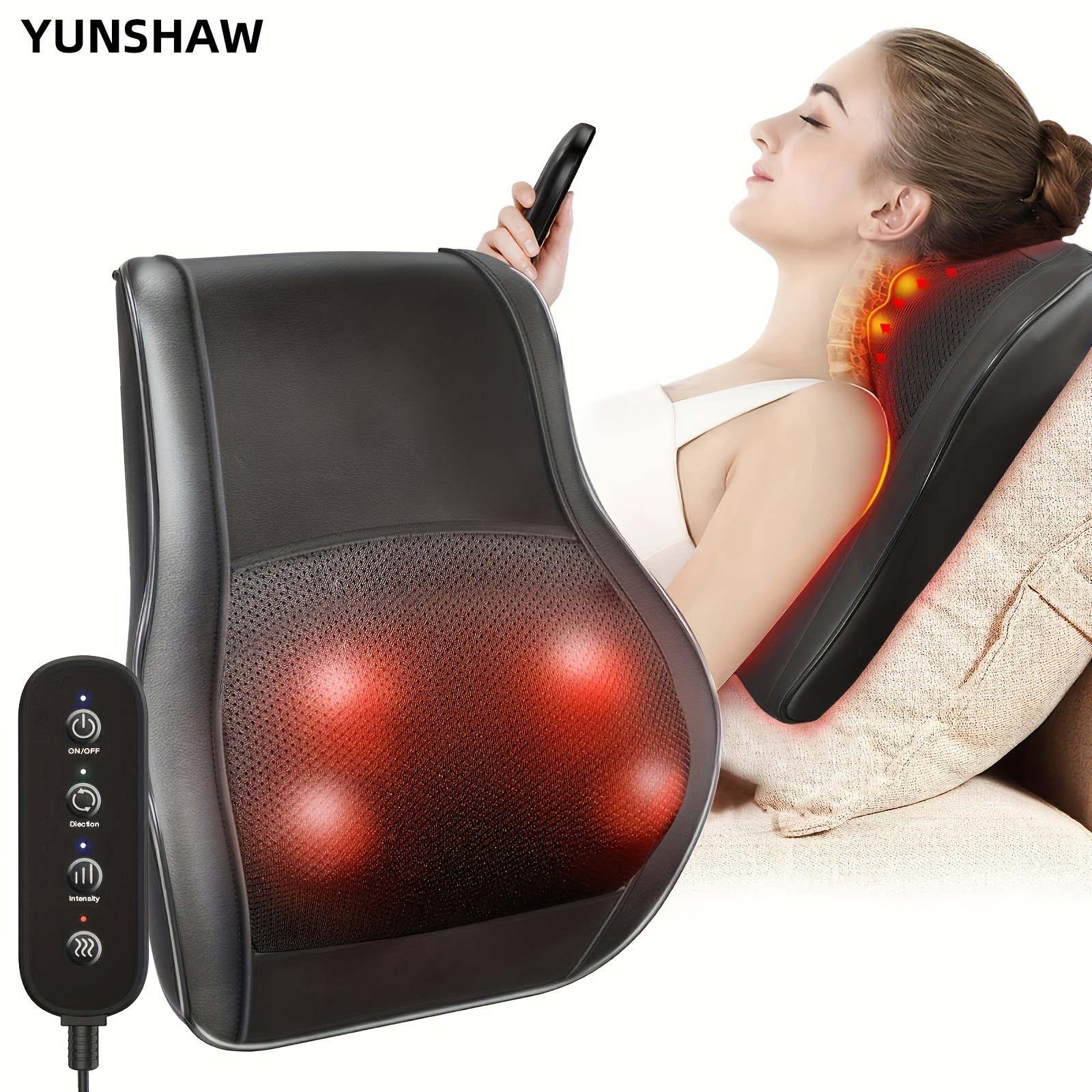 Yunshaw Shiatsu Back Massager, Deep Tissue For Neck, Shoulders & Back, 3 Massager , 3d Kneading Massage For , Massage Gifts For Mom, Dad, Women