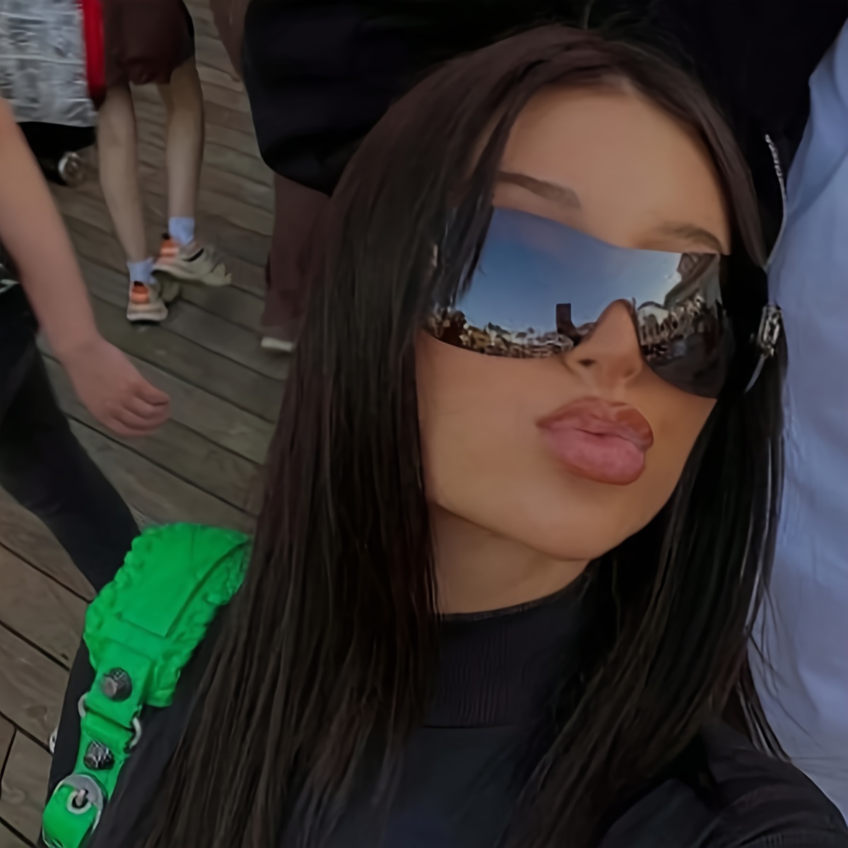 y2k fashion rimless glasses integrated letter accessories - Temu display picture 1