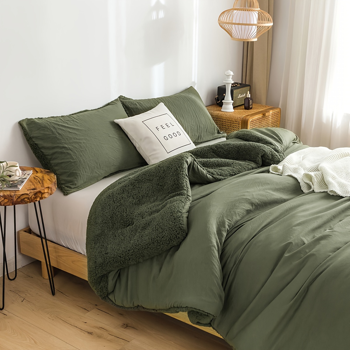 TEMU Thick Twin/ Twin Xl Size Winter Sherpa Comforter Set, 2pcs Fluffy Plush Brushed Sherpa Fleece Twin/twin Xl Bedding Down Comforter With 1 Pillow