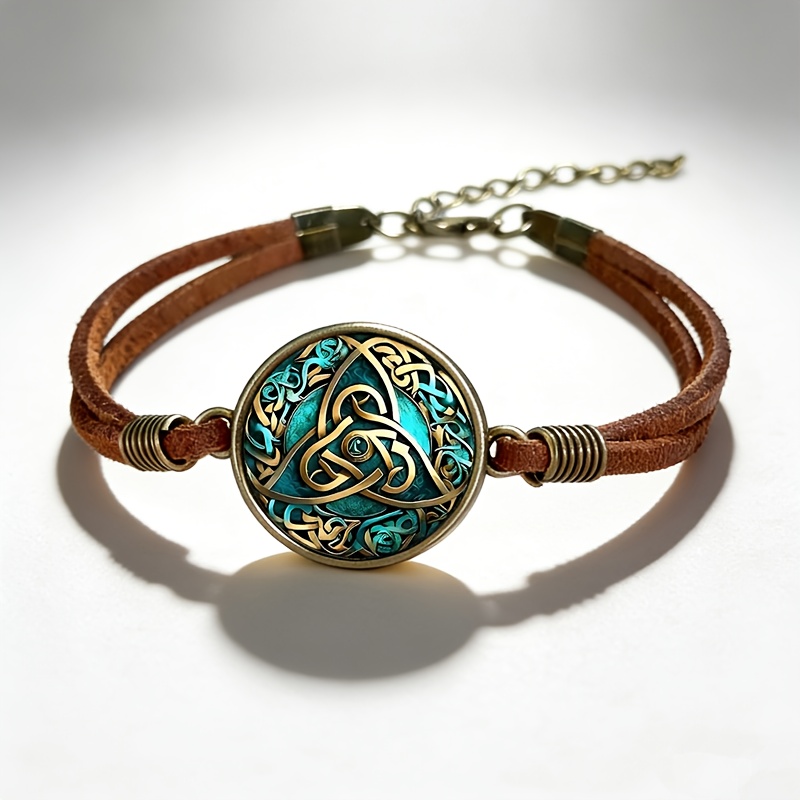 TEMU Viking-style Celtic Knot 2d Pattern Bracelet, A Vintage Accessory With A Mysterious Style, Suitable For Men And Women, Adjustable In Size To Fit