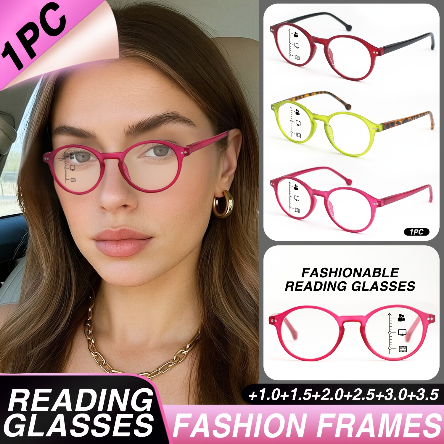 Lightweight Round-Frame Macaron-Colored Reading Glasses