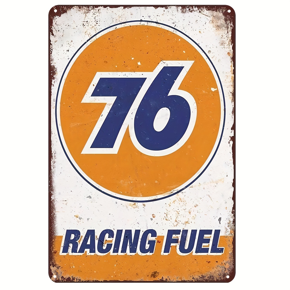 

76 Racing Fuel Vintage Metal Tin Sign - Retro Iron Plaque Wall Decor For Home, Club, Bar, Man Cave, Garage, Farm - 12x8 Inch - Weather Resistant, Pre-drilled, Durable Gauge Steel (1 Pc)