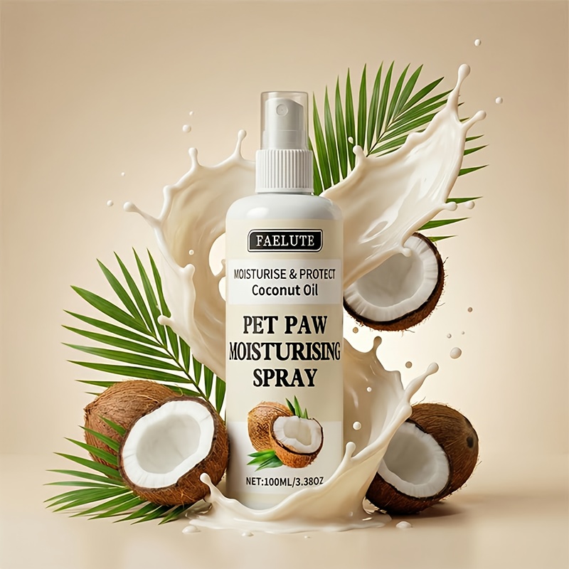 100Ml Moisturizing Spray for Pet Paws - Highly Hydrating Solution for Dry And Cracked Paws - Long-Lasting Moisture Retention Formula - Made with Natural Ingredients Like Coconut Oil And Shea Butter - Quick Absorption, Non-Greasy - Softens, Protects