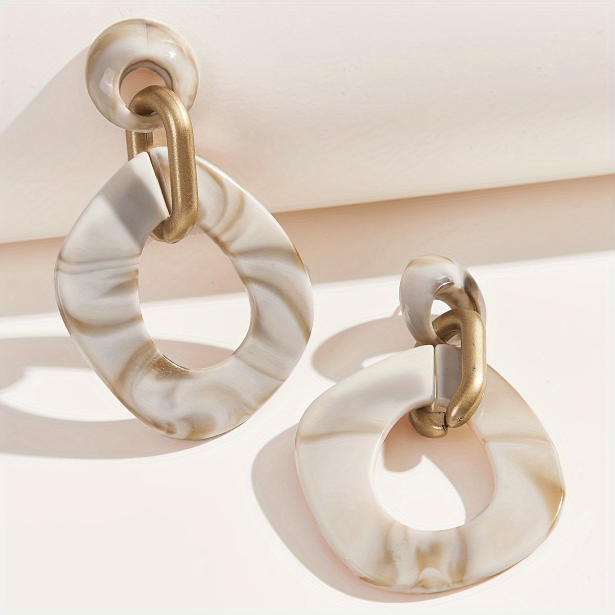 A Pair Of Geometric Stylish Minimalist Women's Resin Drop Earrings.