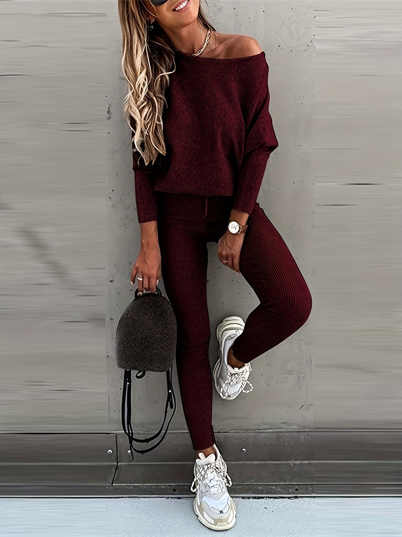 Women's Multi-Color Minimalist Clothing Set - Crew Neck Solid Color, All-Season Comfort & Fashion, Perfect Christmas Gift