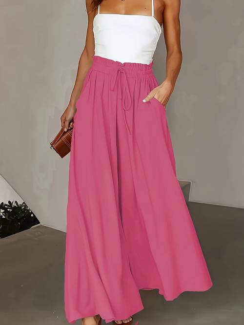 and summer stylish and elegant high waisted wide leg pants for women