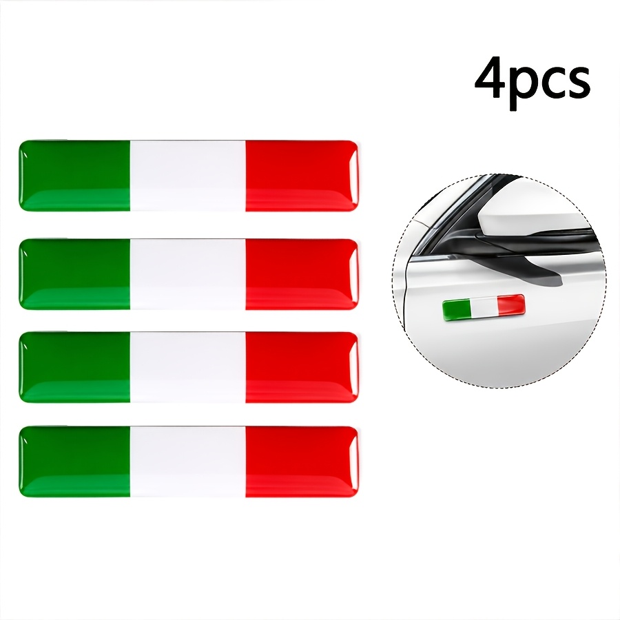 TEMU 4 pezzi Bandiera Italiana Limitata Decalcomanie Sportive da Emblemi Bandiera Italia Aggiunte Badge Design Decalcomania per Moto Auto Camion Bici