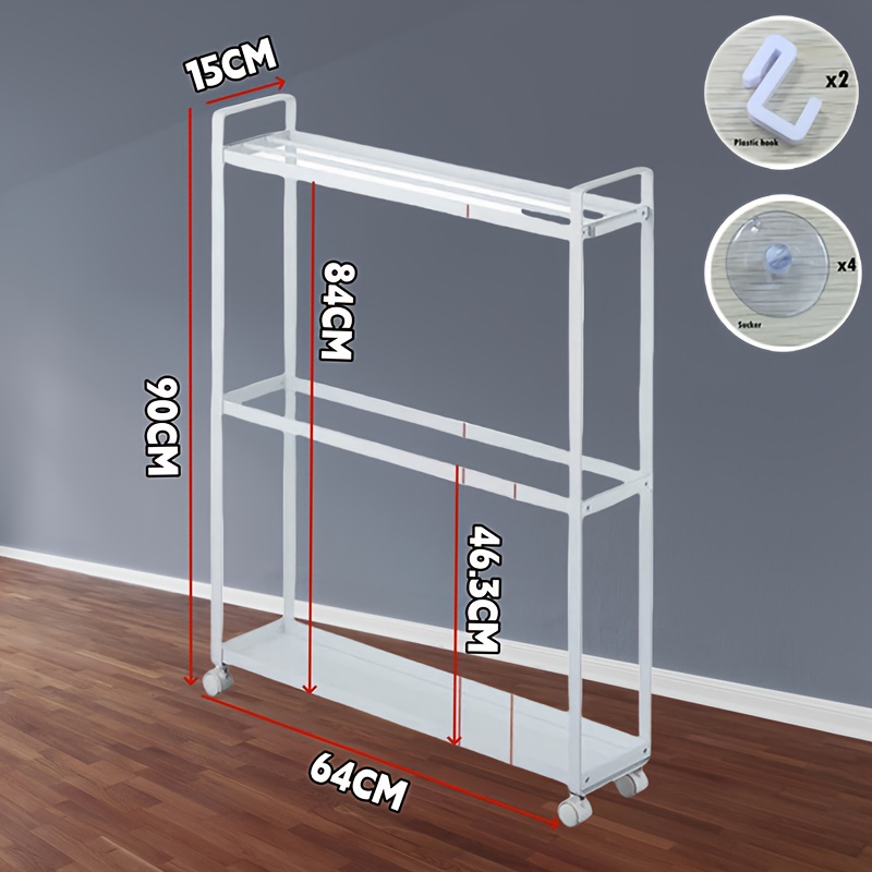 TEMU 3 Layer Towel Rack With Hooks, Towel Rack With Wheels, Movable Towel Rack, Bathroom Narrow Rack, Kitchen Storage Rack, Storage Rack, Trolley,