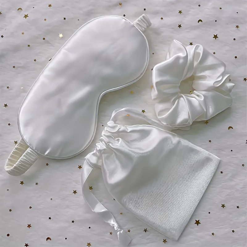 TEMU Cross-border Simulation Eye Mask Storage Bag 3pcs Set Sleep Portable Sleep Blackout Eye Mask With Hair Band