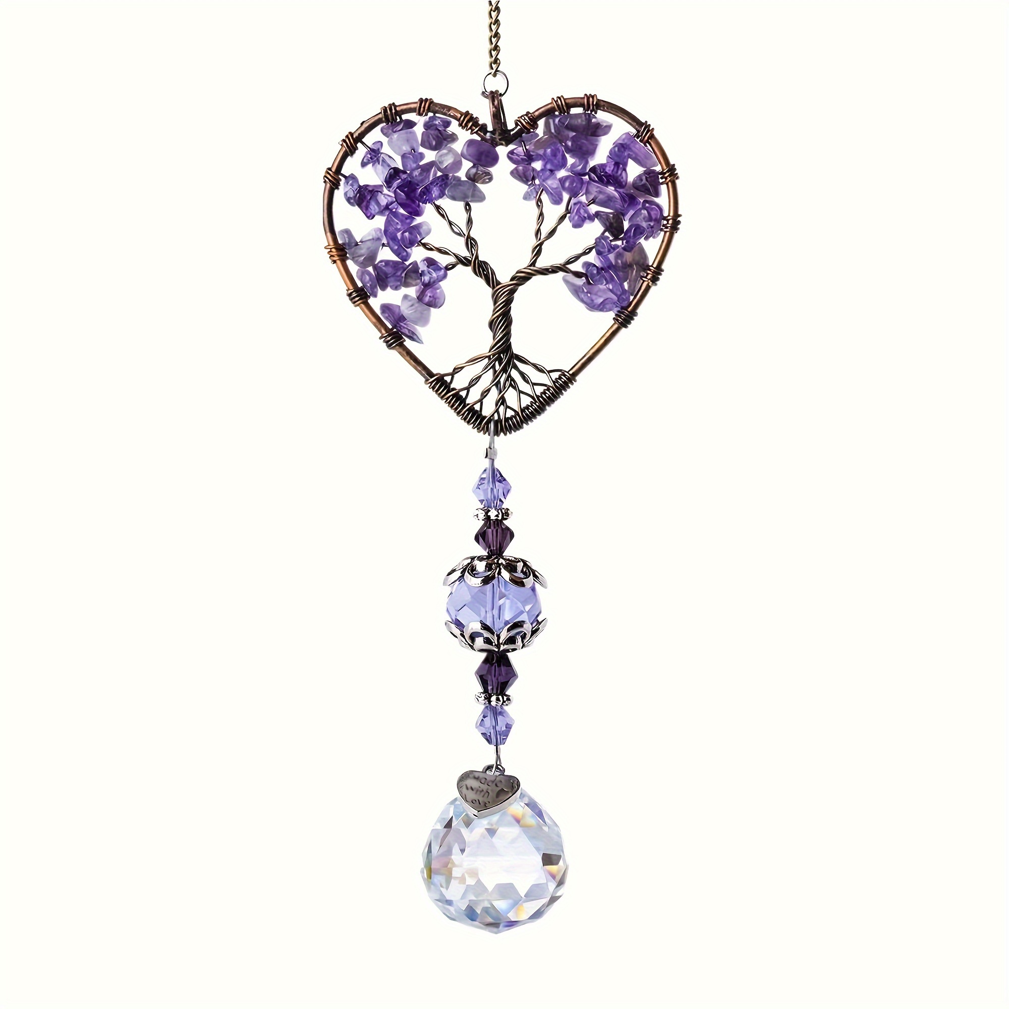 

Amethyst Crystal Rainbow Catcher - Glass Hanging Decor For Windows, Home & Car Accessories For Women