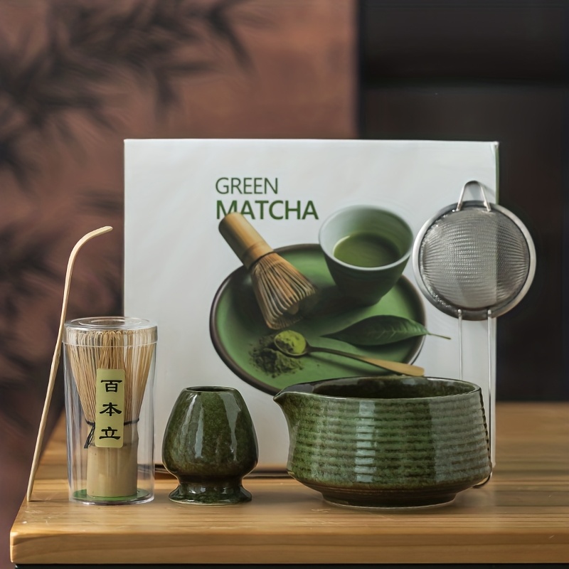 Image of 5pcs Matcha Whisking Set With Whisking Bowl, Tea Brush Holder, Stainless Steel Sieve, And Matcha Whisk - Matcha Tool Kit For Matcha Enthusiasts, Ideal Holiday Gift, Tea Set